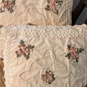 Embroidered Floral Throw Pillows